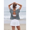 image:imageGRECERELLE Womens Open Back Workout Tops Backless Athletic Shirts Casual Crop Running Tee Y2k YogaBlack White Rose