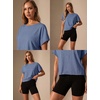 image:imageGRECERELLE Womens Open Back Workout Tops Backless Athletic Shirts Casual Crop Running Tee Y2k YogaDenim Blue