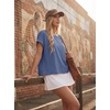 image:imageGRECERELLE Womens Open Back Workout Tops Backless Athletic Shirts Casual Crop Running Tee Y2k YogaDenim Blue
