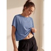 image:imageGRECERELLE Womens Open Back Workout Tops Backless Athletic Shirts Casual Crop Running Tee Y2k YogaDenim Blue
