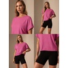 image:imageGRECERELLE Womens Open Back Workout Tops Backless Athletic Shirts Casual Crop Running Tee Y2k YogaHot Pink