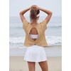 image:imageGRECERELLE Womens Open Back Workout Tops Backless Athletic Shirts Casual Crop Running Tee Y2k YogaKhaki