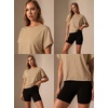 image:imageGRECERELLE Womens Open Back Workout Tops Backless Athletic Shirts Casual Crop Running Tee Y2k YogaKhaki