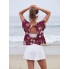 image:imageGRECERELLE Womens Open Back Workout Tops Backless Athletic Shirts Casual Crop Running Tee Y2k YogaLagerstroemia Wine