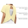image:imageGRECERELLE Womens Open Back Workout Tops Backless Athletic Shirts Casual Crop Running Tee Y2k YogaLight Yellow