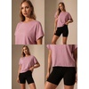 image:imageGRECERELLE Womens Open Back Workout Tops Backless Athletic Shirts Casual Crop Running Tee Y2k YogaMauve
