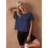 image:imageGRECERELLE Womens Open Back Workout Tops Backless Athletic Shirts Casual Crop Running Tee Y2k YogaNavy Blue