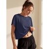 image:imageGRECERELLE Womens Open Back Workout Tops Backless Athletic Shirts Casual Crop Running Tee Y2k YogaNavy Blue