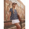 image:imageGRECERELLE Womens Open Back Workout Tops Backless Athletic Shirts Casual Crop Running Tee Y2k YogaNavy White Flower