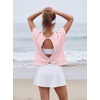 image:imageGRECERELLE Womens Open Back Workout Tops Backless Athletic Shirts Casual Crop Running Tee Y2k YogaPink