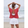 image:imageGRECERELLE Womens Open Back Workout Tops Backless Athletic Shirts Casual Crop Running Tee Y2k YogaRed