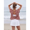 image:imageGRECERELLE Womens Open Back Workout Tops Backless Athletic Shirts Casual Crop Running Tee Y2k YogaRed Sunflower