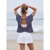 image:imageGRECERELLE Womens Open Back Workout Tops Backless Athletic Shirts Casual Crop Running Tee Y2k YogaRose Pink Flower