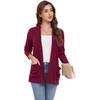 image:imageGRECERELLE Womens Open Front Lightweight Cardigan Fall Sweaters OutwearWine Red