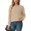 image:imageGRECERELLE Womens Pullover Sweater Chunky Crew Neck Long Sleeve Losse Casual Knit Tops Blouse S2XLApricot