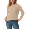 image:imageGRECERELLE Womens Pullover Sweater Chunky Crew Neck Long Sleeve Losse Casual Knit Tops Blouse S2XLApricot