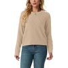 image:imageGRECERELLE Womens Pullover Sweater Chunky Crew Neck Long Sleeve Losse Casual Knit Tops Blouse S2XLApricot
