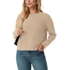 image:imageGRECERELLE Womens Pullover Sweater Chunky Crew Neck Long Sleeve Losse Casual Knit Tops Blouse S2XLApricot