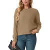 image:imageGRECERELLE Womens Pullover Sweater Chunky Crew Neck Long Sleeve Losse Casual Knit Tops Blouse S2XLKhaki