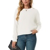 image:imageGRECERELLE Womens Pullover Sweater Chunky Crew Neck Long Sleeve Losse Casual Knit Tops Blouse S2XLWhite