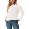 image:imageGRECERELLE Womens Pullover Sweater Chunky Crew Neck Long Sleeve Losse Casual Knit Tops Blouse S2XLWhite