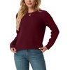 image:imageGRECERELLE Womens Pullover Sweater Chunky Crew Neck Long Sleeve Losse Casual Knit Tops Blouse S2XLWine Red