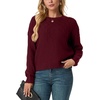 image:imageGRECERELLE Womens Pullover Sweater Chunky Crew Neck Long Sleeve Losse Casual Knit Tops Blouse S2XLWine Red