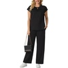 image:imageGRECERELLE Womens Summer 2 Piece Outfits Wide Leg Pants Lounge SetAblack