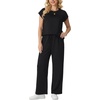image:imageGRECERELLE Womens Summer 2 Piece Outfits Wide Leg Pants Lounge SetAblack