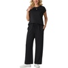 image:imageGRECERELLE Womens Summer 2 Piece Outfits Wide Leg Pants Lounge SetAblack