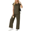 image:imageGRECERELLE Womens Summer 2 Piece Outfits Wide Leg Pants Lounge SetArmy Green