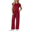 image:imageGRECERELLE Womens Summer 2 Piece Outfits Wide Leg Pants Lounge SetBurgundy