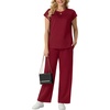 image:imageGRECERELLE Womens Summer 2 Piece Outfits Wide Leg Pants Lounge SetBurgundy