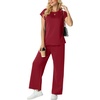image:imageGRECERELLE Womens Summer 2 Piece Outfits Wide Leg Pants Lounge SetBurgundy