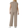image:imageGRECERELLE Womens Summer 2 Piece Outfits Wide Leg Pants Lounge SetCoffee Gray