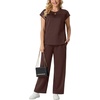 image:imageGRECERELLE Womens Summer 2 Piece Outfits Wide Leg Pants Lounge SetDark Coffee