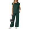 image:imageGRECERELLE Womens Summer 2 Piece Outfits Wide Leg Pants Lounge SetDark Green