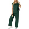 image:imageGRECERELLE Womens Summer 2 Piece Outfits Wide Leg Pants Lounge SetDark Green