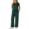 image:imageGRECERELLE Womens Summer 2 Piece Outfits Wide Leg Pants Lounge SetDark Green