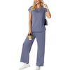 image:imageGRECERELLE Womens Summer 2 Piece Outfits Wide Leg Pants Lounge SetHaze Blue