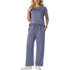 image:imageGRECERELLE Womens Summer 2 Piece Outfits Wide Leg Pants Lounge SetHaze Blue