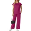 image:imageGRECERELLE Womens Summer 2 Piece Outfits Wide Leg Pants Lounge SetHot Pink