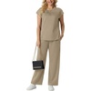 image:imageGRECERELLE Womens Summer 2 Piece Outfits Wide Leg Pants Lounge SetKhaki