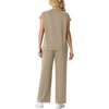 image:imageGRECERELLE Womens Summer 2 Piece Outfits Wide Leg Pants Lounge SetKhaki