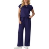image:imageGRECERELLE Womens Summer 2 Piece Outfits Wide Leg Pants Lounge SetNavy Blue