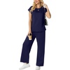 image:imageGRECERELLE Womens Summer 2 Piece Outfits Wide Leg Pants Lounge SetNavy Blue