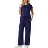 image:imageGRECERELLE Womens Summer 2 Piece Outfits Wide Leg Pants Lounge SetNavy Blue