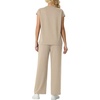 image:imageGRECERELLE Womens Summer 2 Piece Outfits Wide Leg Pants Lounge SetOatmeal