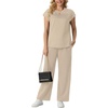 image:imageGRECERELLE Womens Summer 2 Piece Outfits Wide Leg Pants Lounge SetOatmeal