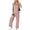 image:imageGRECERELLE Womens Summer 2 Piece Outfits Wide Leg Pants Lounge SetRose Pink